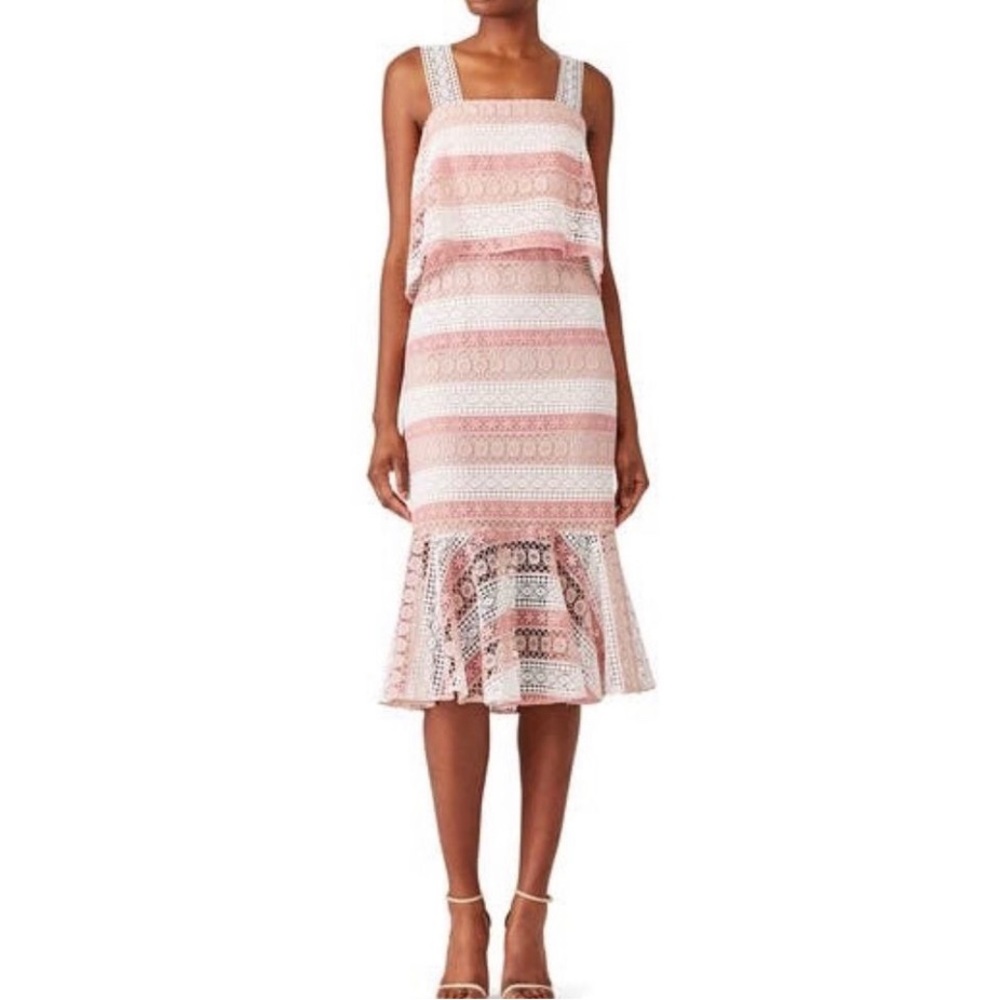 Shoshanna lace tiered midi dress, worn once to a baby shower.